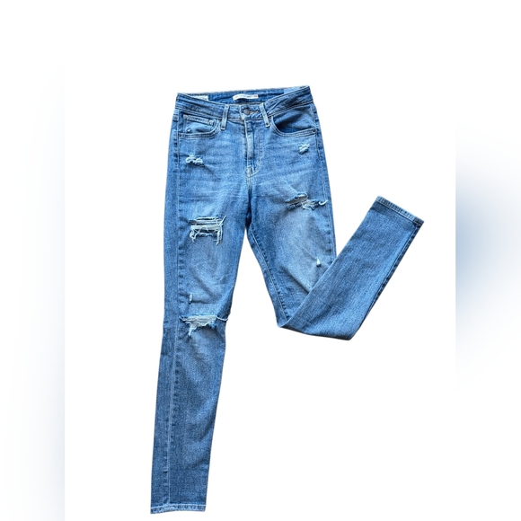 Levis Distressed High Rise Skinny 721 Jeans Size 27 - Picture 1 of 6